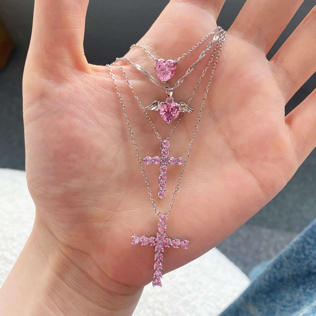 [HOT]Heart Shape Main Stone Pendant Collarbone Necklace