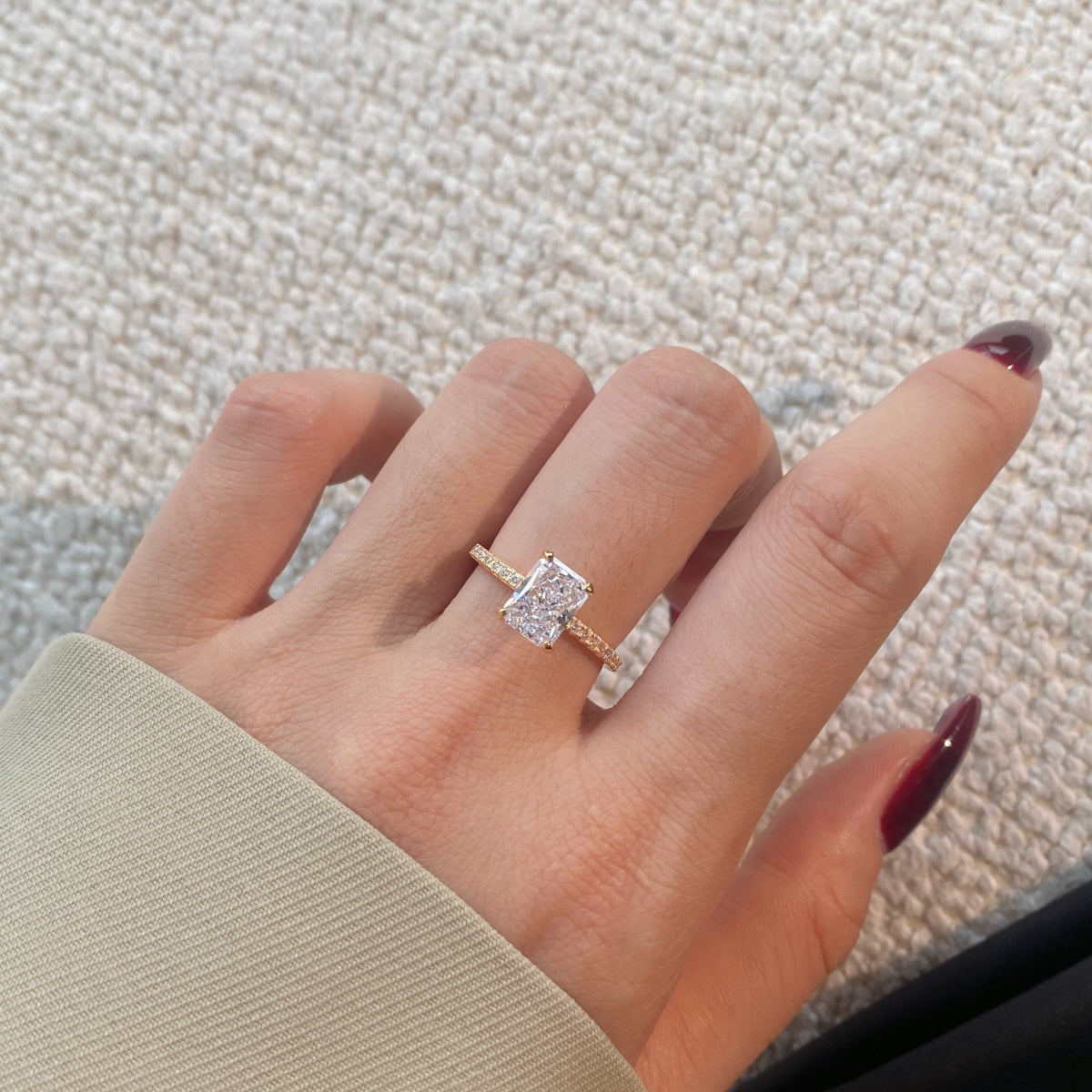 [HOT] Bague de fête scintillante et éclatante de 2,0 carats avec taille radiante