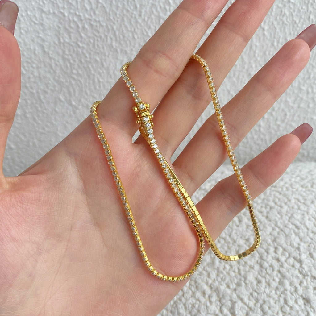 [HOT]Delicate Round Shape Tennis Necklace