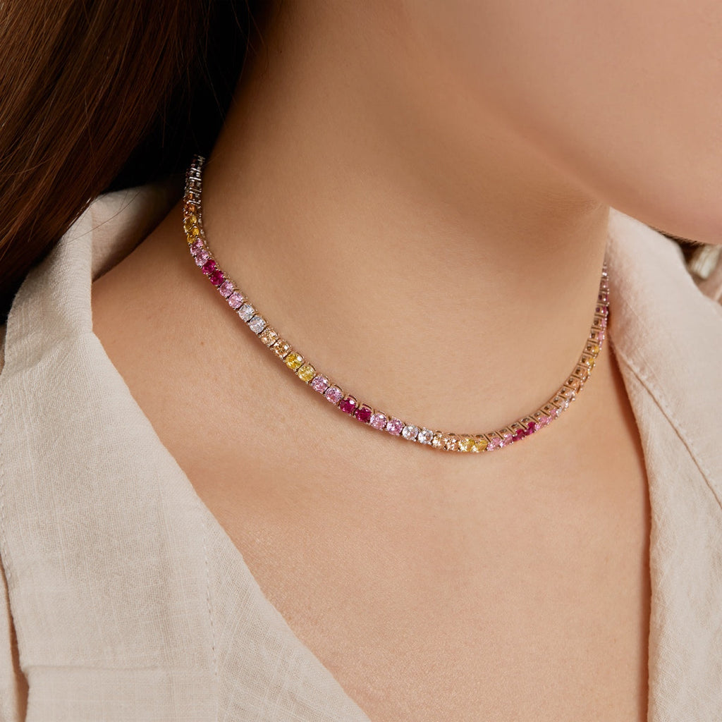 [HOT]Delicate Colorful Tennis Necklace