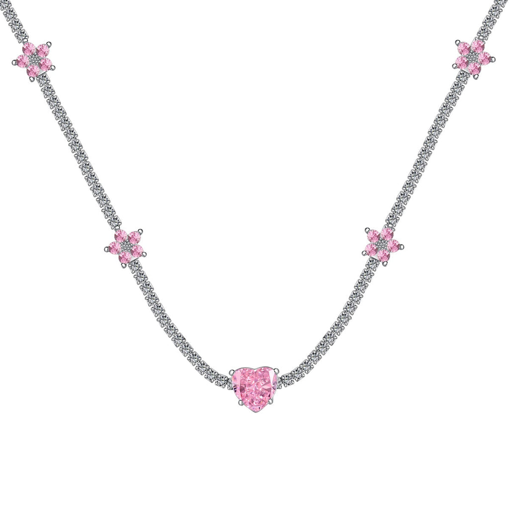 [HOT]Dazzling Pink Heart Flower Necklace