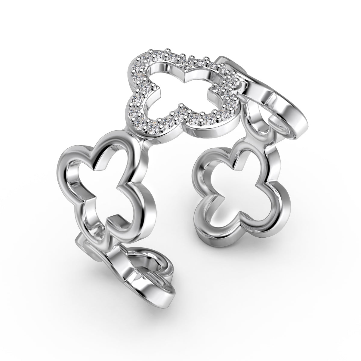 [HOT] Bague creuse en forme de trèfle à quatre feuilles