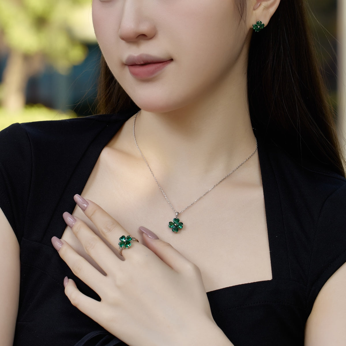 [HOT] Bague boule trèfle à quatre feuilles en forme de cœur
