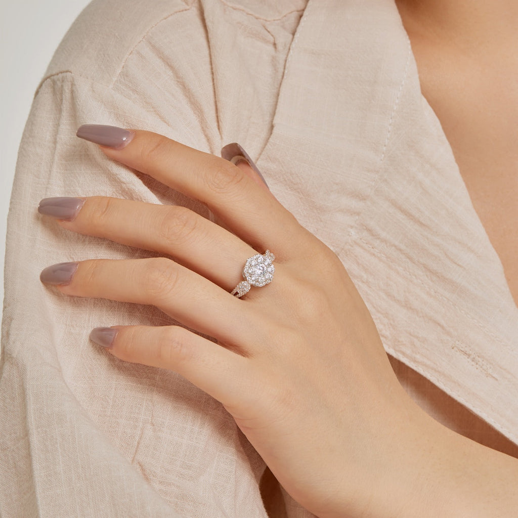 [HOT] Bague de mariage délicate et colorée en forme de fleur coupée ronde