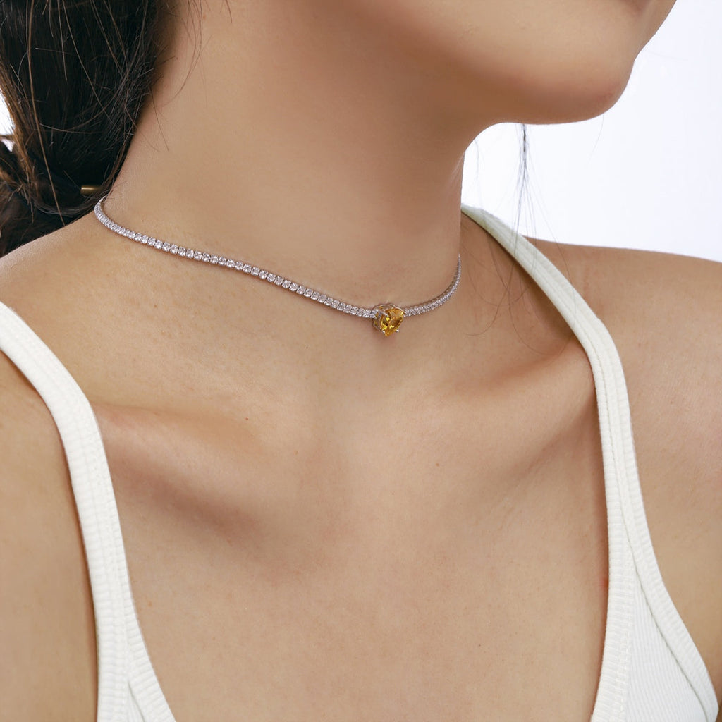 [HOT]2.0 Carat Sparkling Tennis Heart Cut Necklace