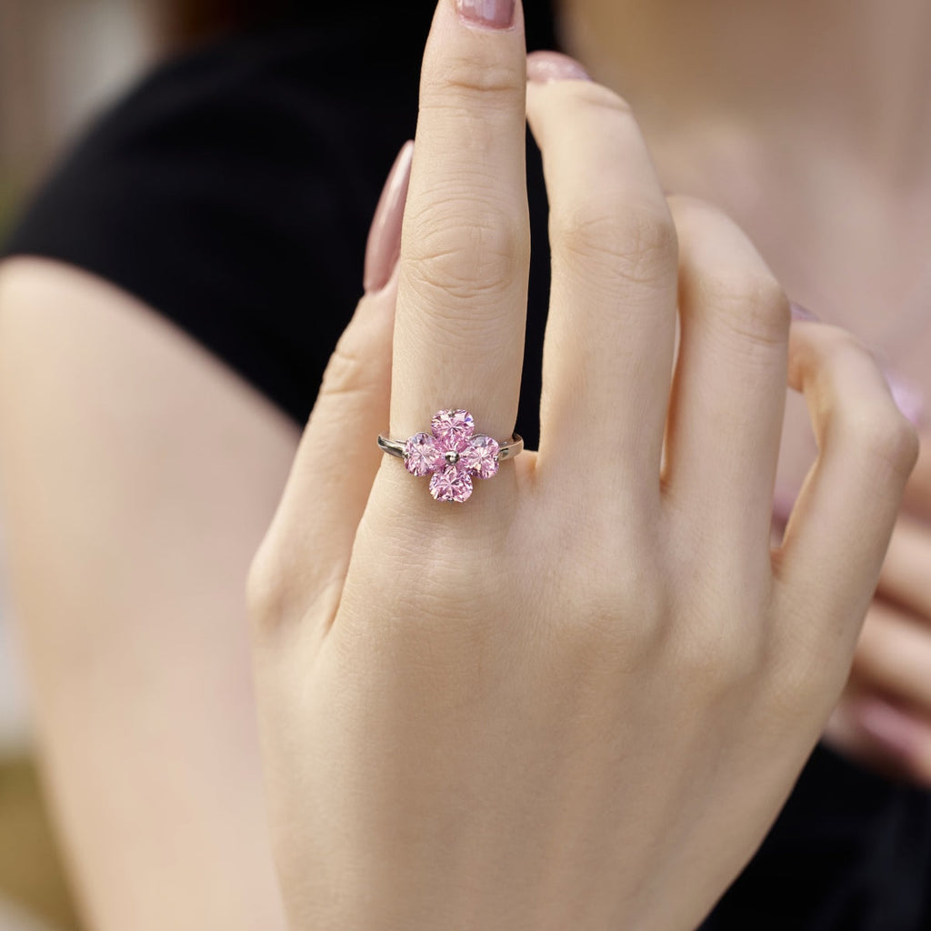 [HOT] Bague boule trèfle à quatre feuilles en forme de cœur
