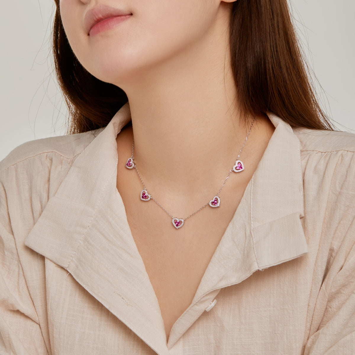 [HOT]Sparkling Five Heart Necklace