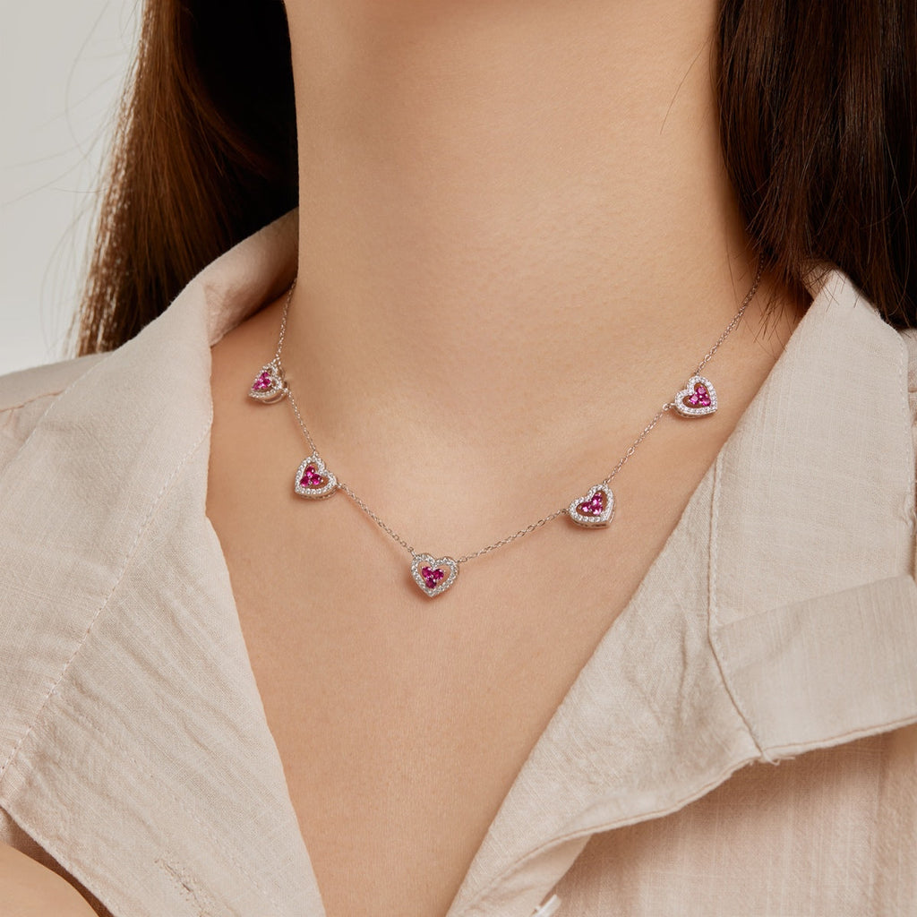 [HOT]Sparkling Five Heart Necklace