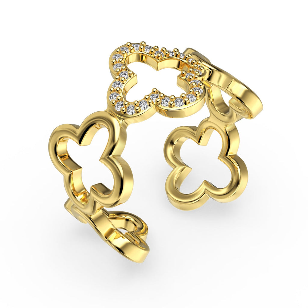 [HOT] Bague creuse en forme de trèfle à quatre feuilles