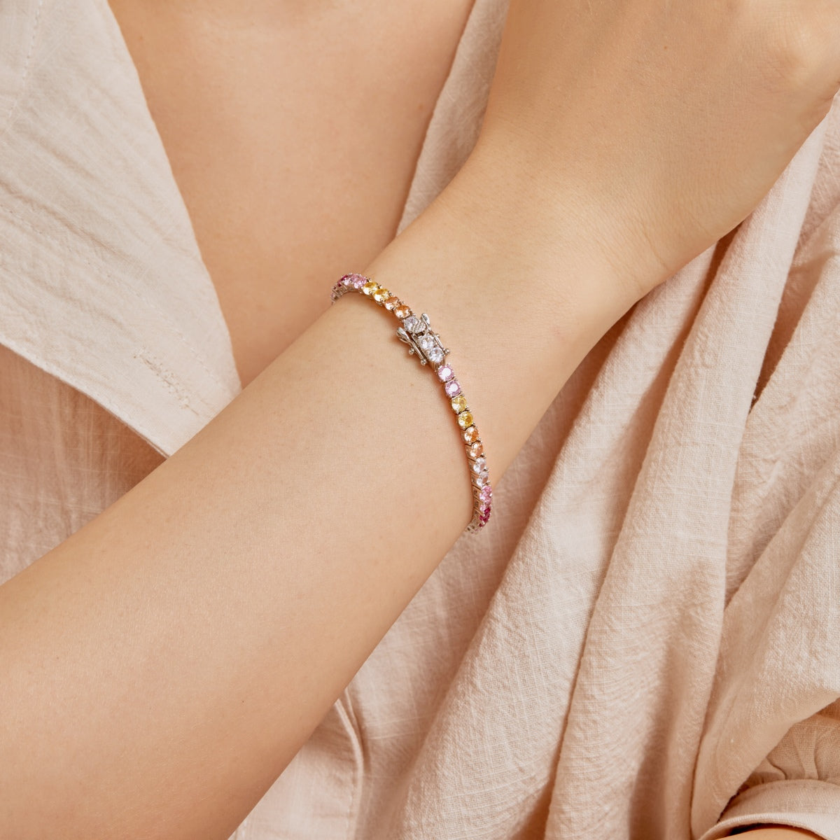 [HOT]Radiant Colorful Round Cut Tennis Bracelet