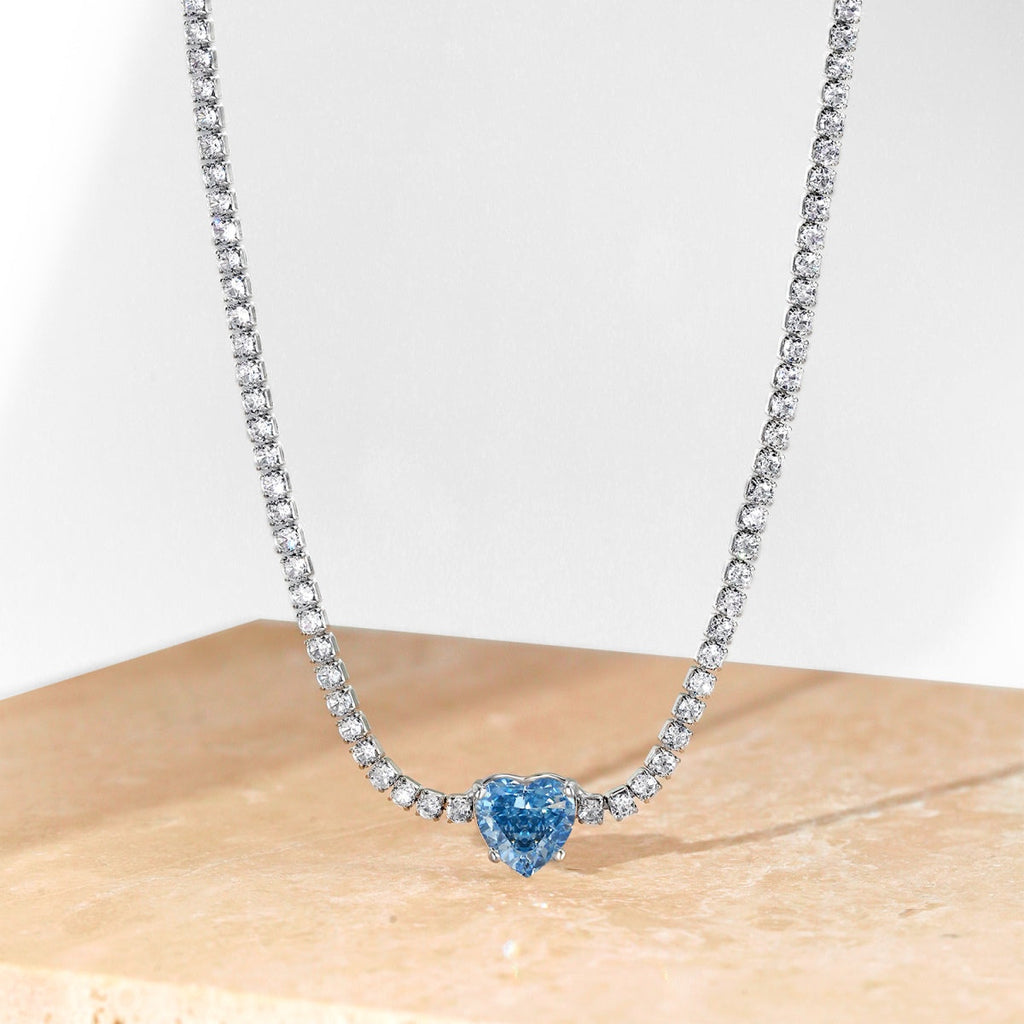 [HOT]2.0 Carat Sparkling Tennis Heart Cut Necklace