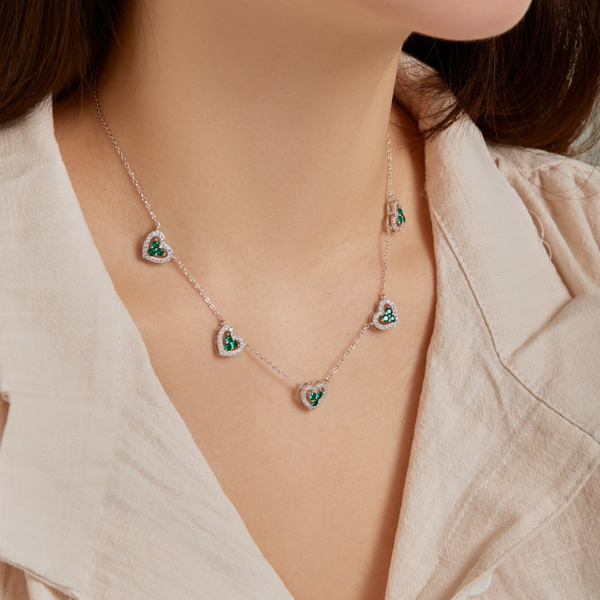 [HOT]Sparkling Five Heart Necklace