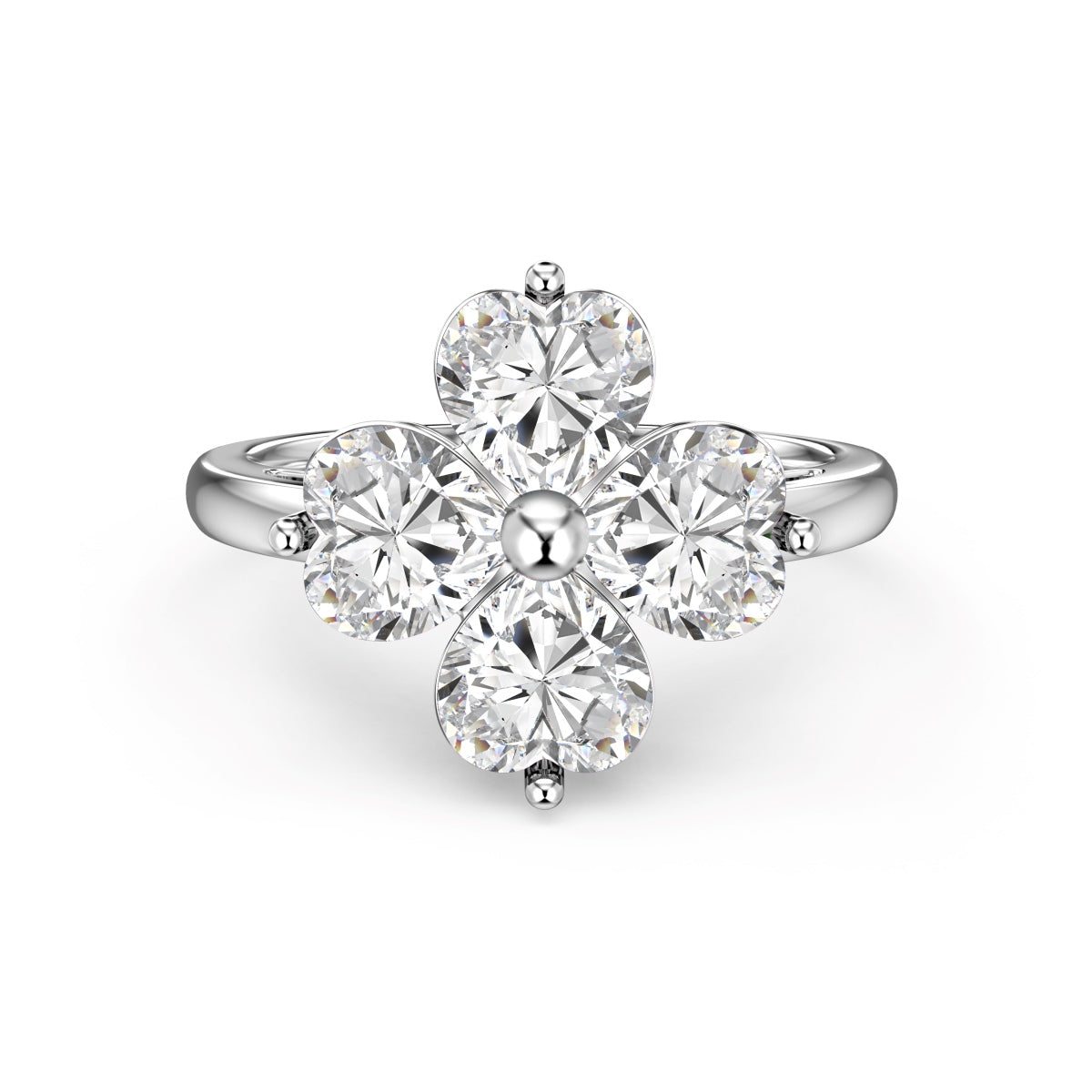[HOT] Bague boule trèfle à quatre feuilles en forme de cœur
