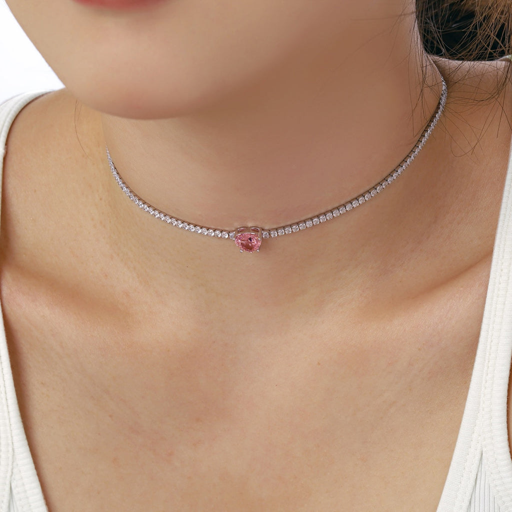 [HOT]2.0 Carat Sparkling Tennis Heart Cut Necklace