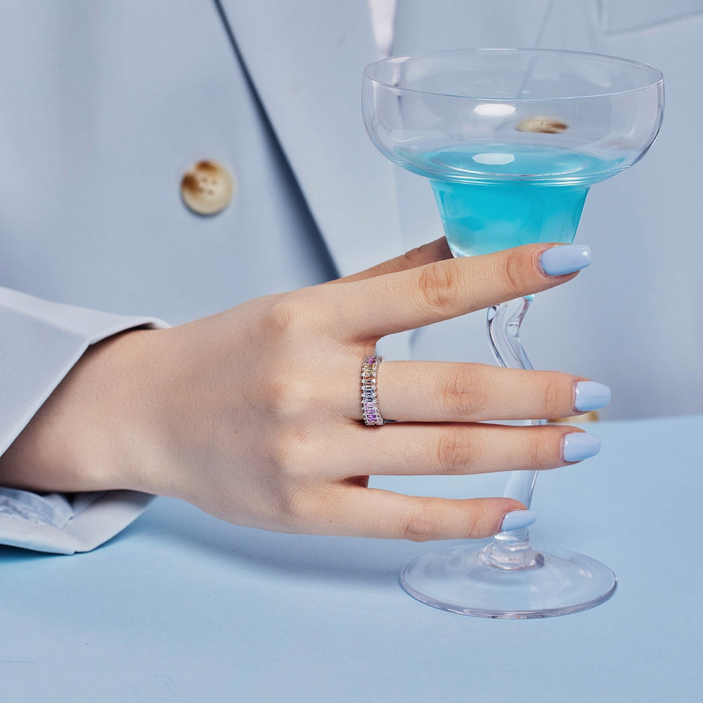 [HOT]Splashy Ornate Emerald Cut Cocktail Ring