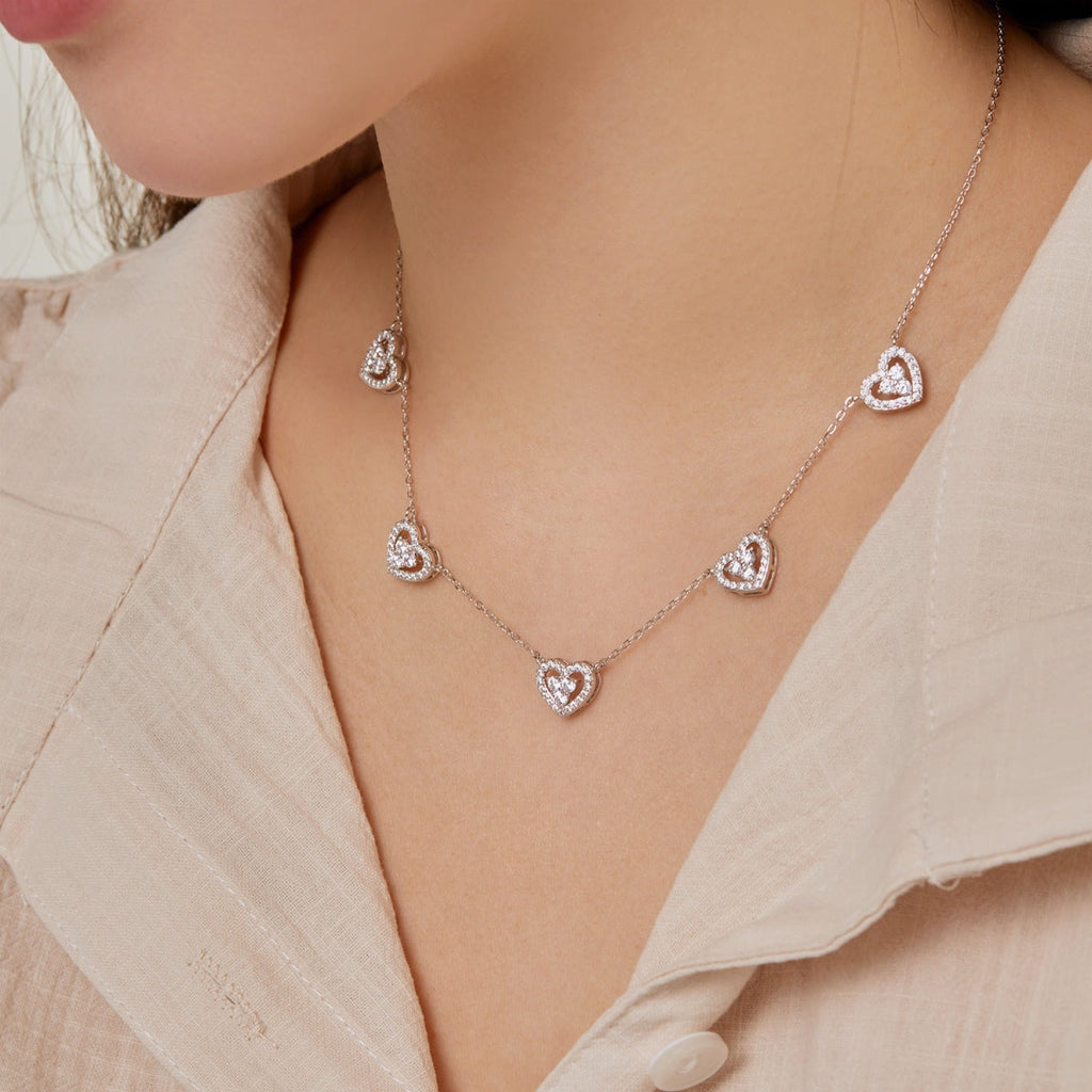 [HOT]Sparkling Five Heart Necklace