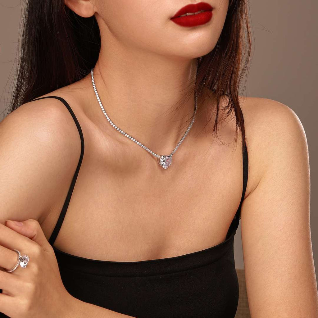 [HOT] Collier tennis polyvalent et coloré en forme de cœur de 8,0 carats