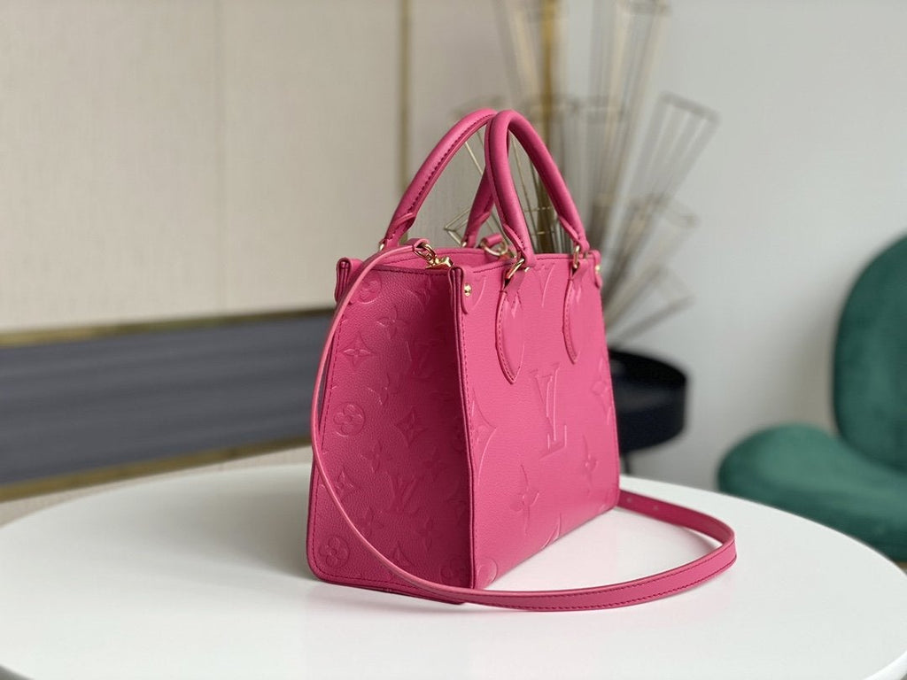 ONTHEGO MM 35CM CUIR DE VACHE GRAINÉ ROSE GAUFRÉ