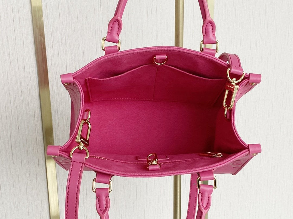 ONTHEGO MM 35CM CUIR DE VACHE GRAINÉ ROSE GAUFRÉ