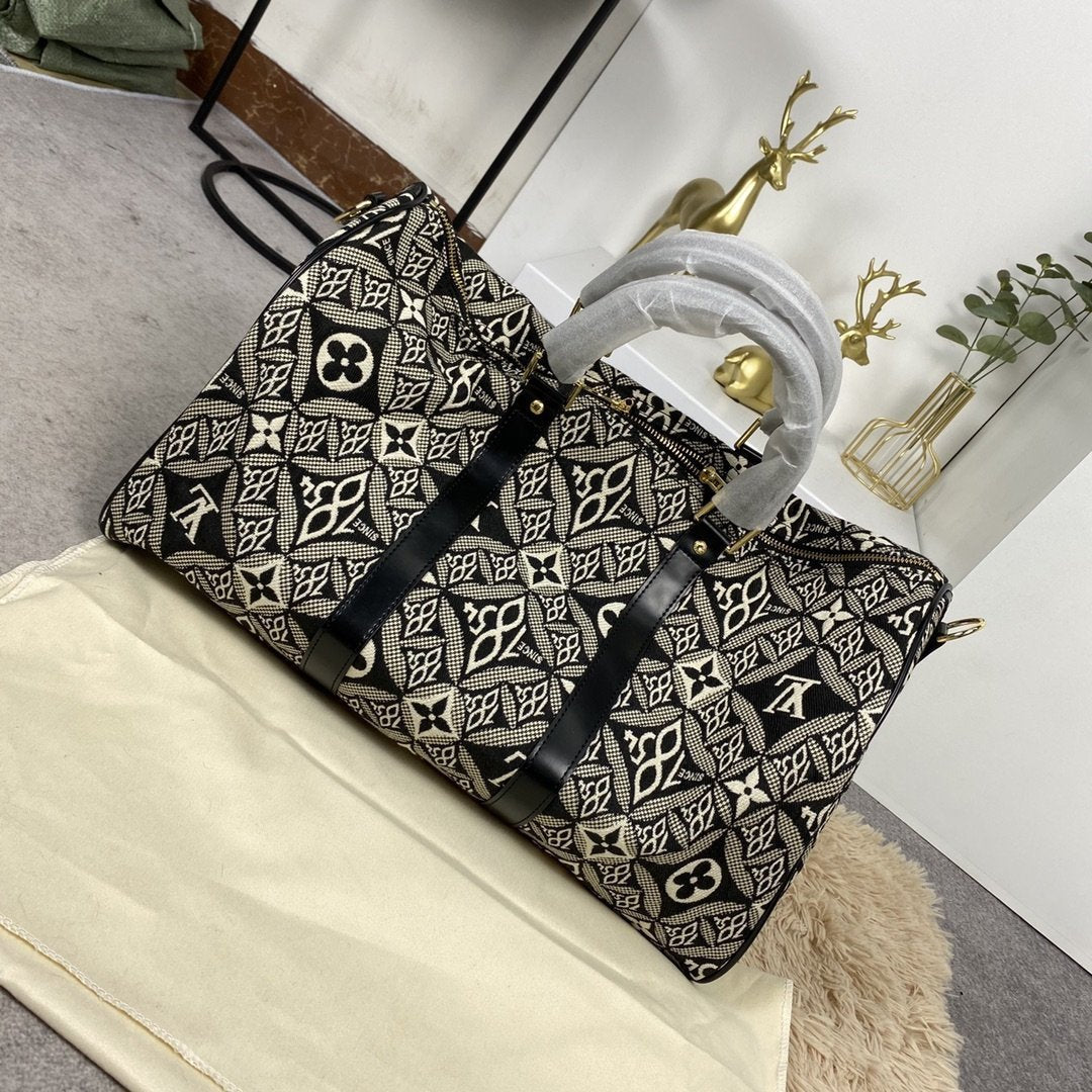 LV KEEPALL BANDOULIÈRE 45 1854 JACQUARD GRIS
