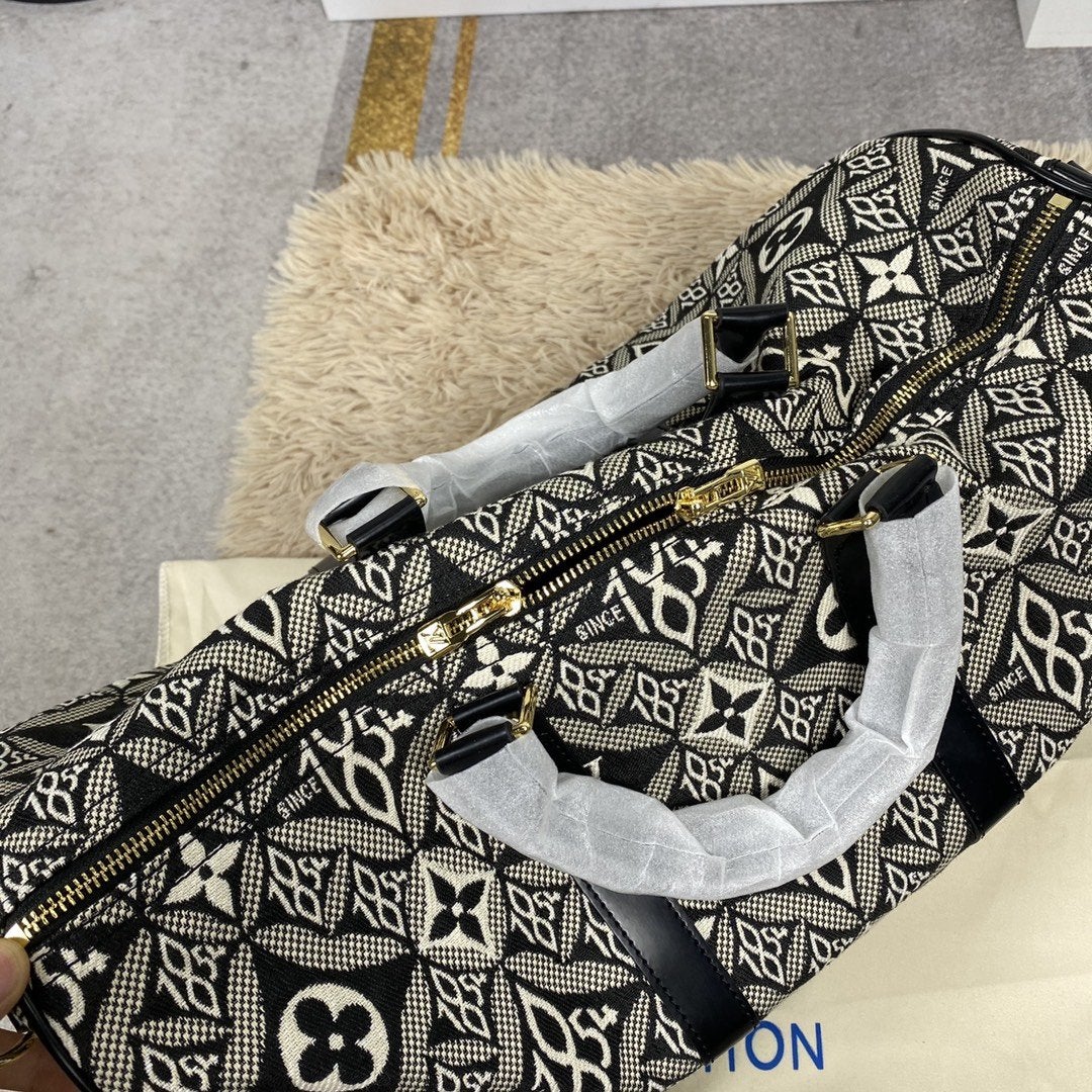 LV KEEPALL BANDOULIÈRE 45 1854 JACQUARD GRIS