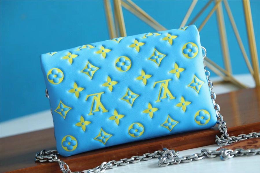 POCHETTE COUSSIN 20 AGNEAU MONOGRAMME VERT MENTHE JAUNE 