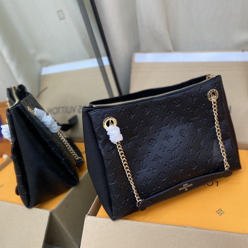 SURENE MM 36CM CUIR DE VEAU GRAINÉ MONOGRAMME NOIR