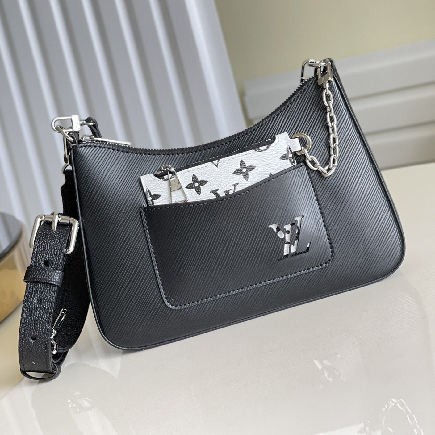 MARELLE 25 CUIR DE VACHE GRAINÉ ÉPI NOIR