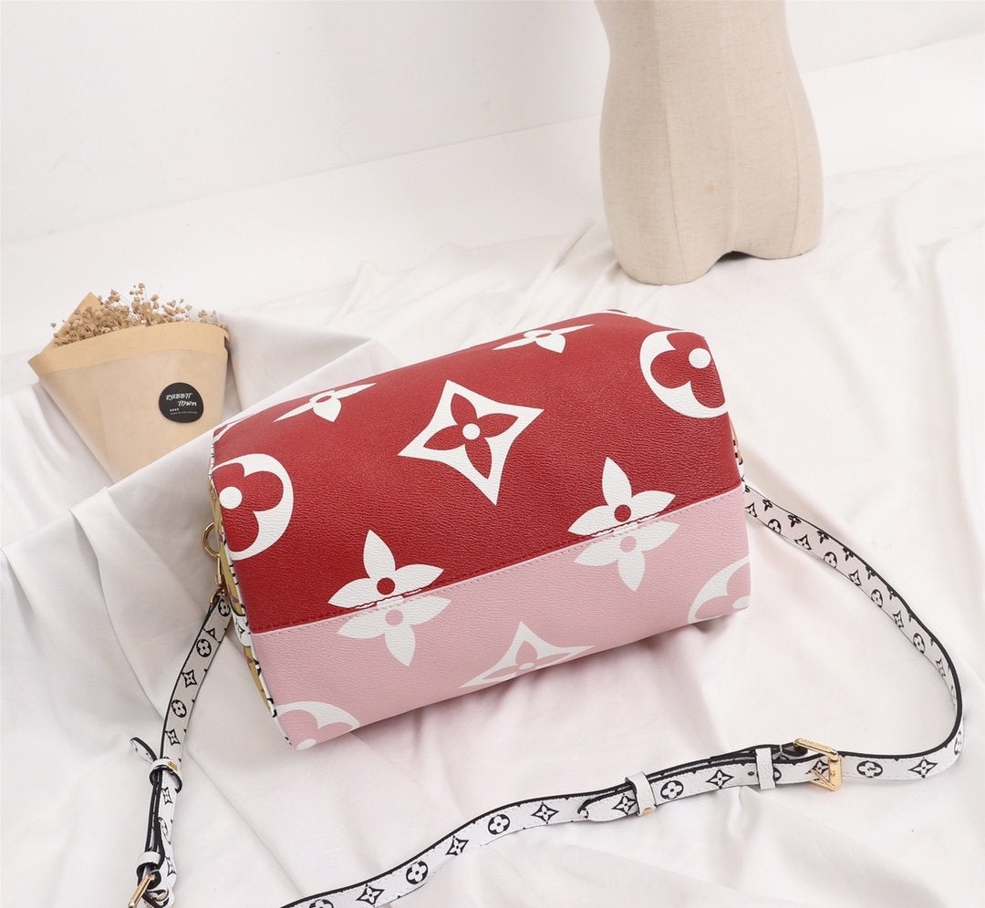 SPEEDY BANDOULIERE 25 TOILE MONOGRAMME GÉANTE ROUGE BLANC