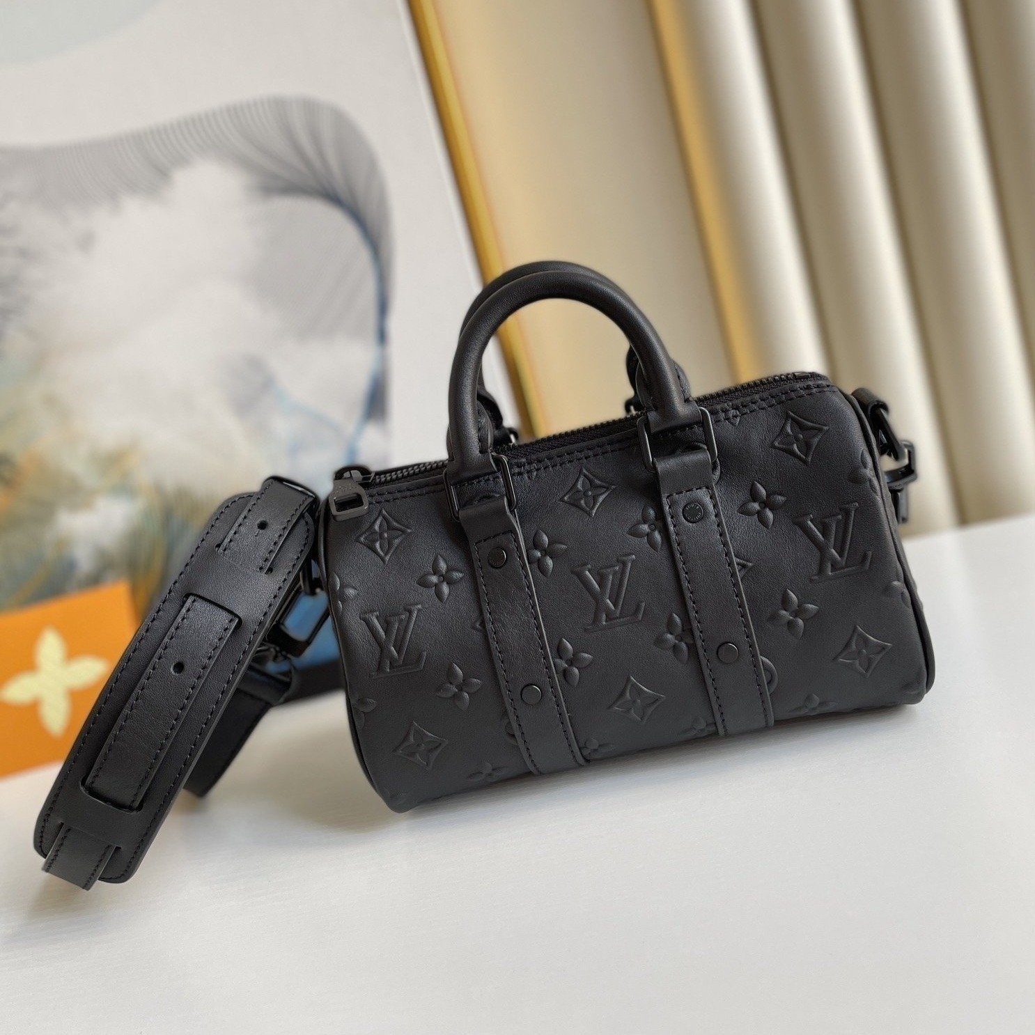 SCEAU MONOGRAMME NOIR KEEPALL XS 21CM