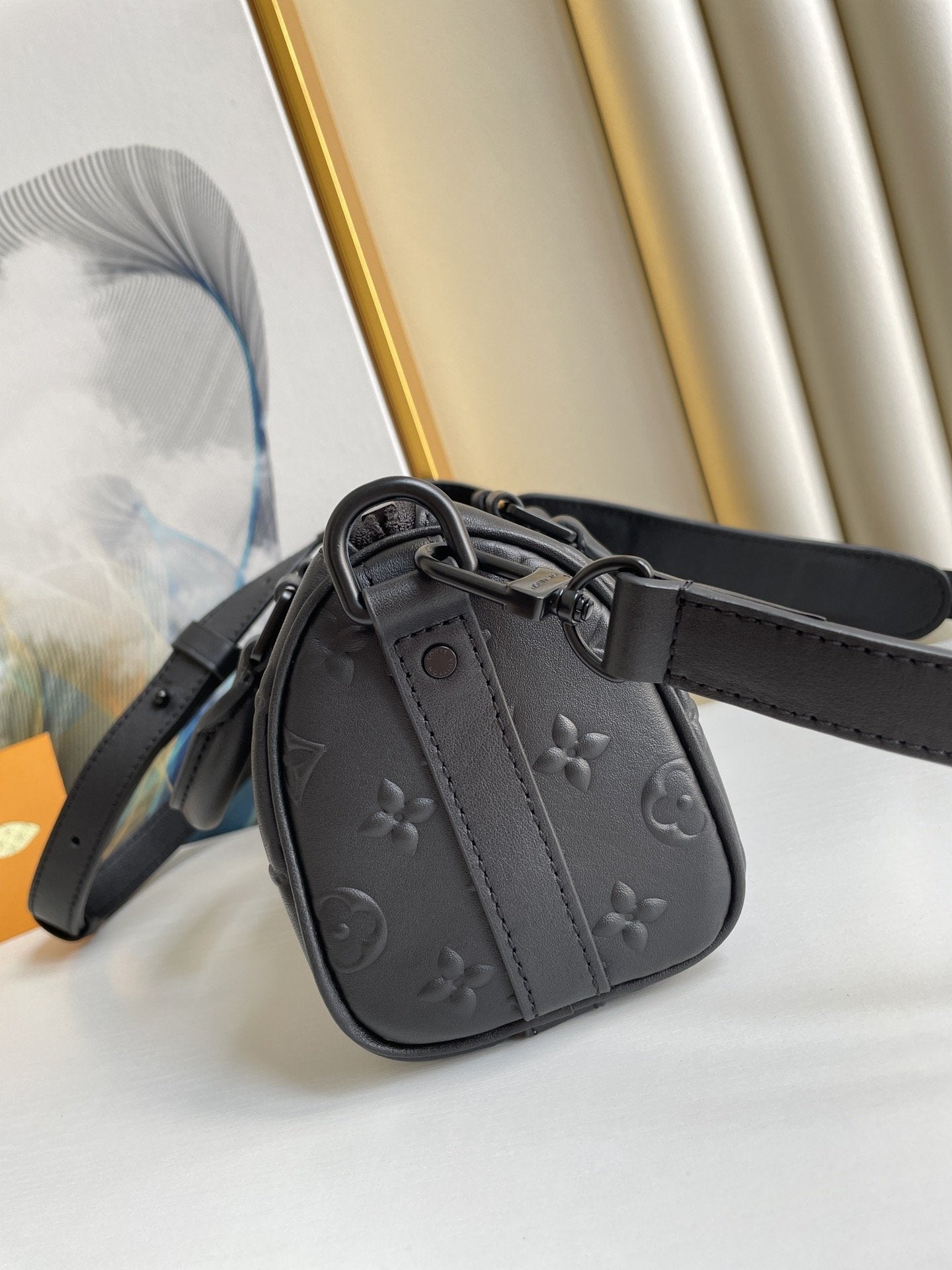 SCEAU MONOGRAMME NOIR KEEPALL XS 21CM