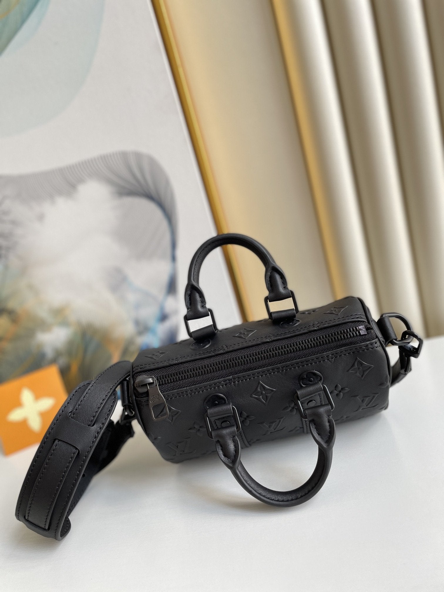 SCEAU MONOGRAMME NOIR KEEPALL XS 21CM