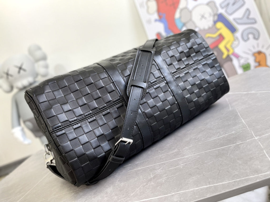 KEEPALL 45 BANDOULIERE NOIR EMPREINTE INFINI 