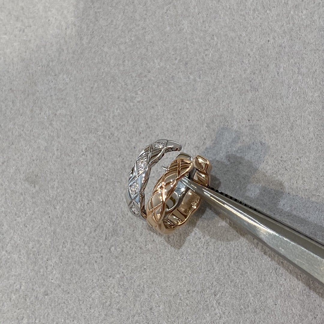 CRUSH EARRINGS QUILTED ROSE GOLD AND SILVER