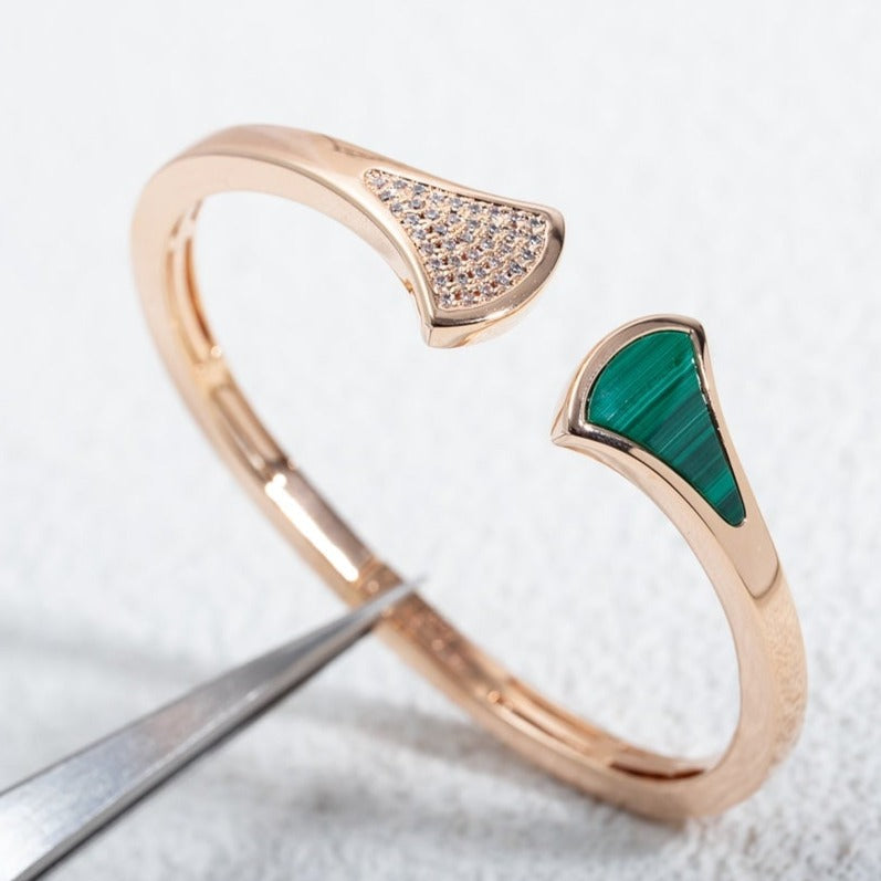 DREAM BRACELET OPEN MALACHITE ROSE GOLD