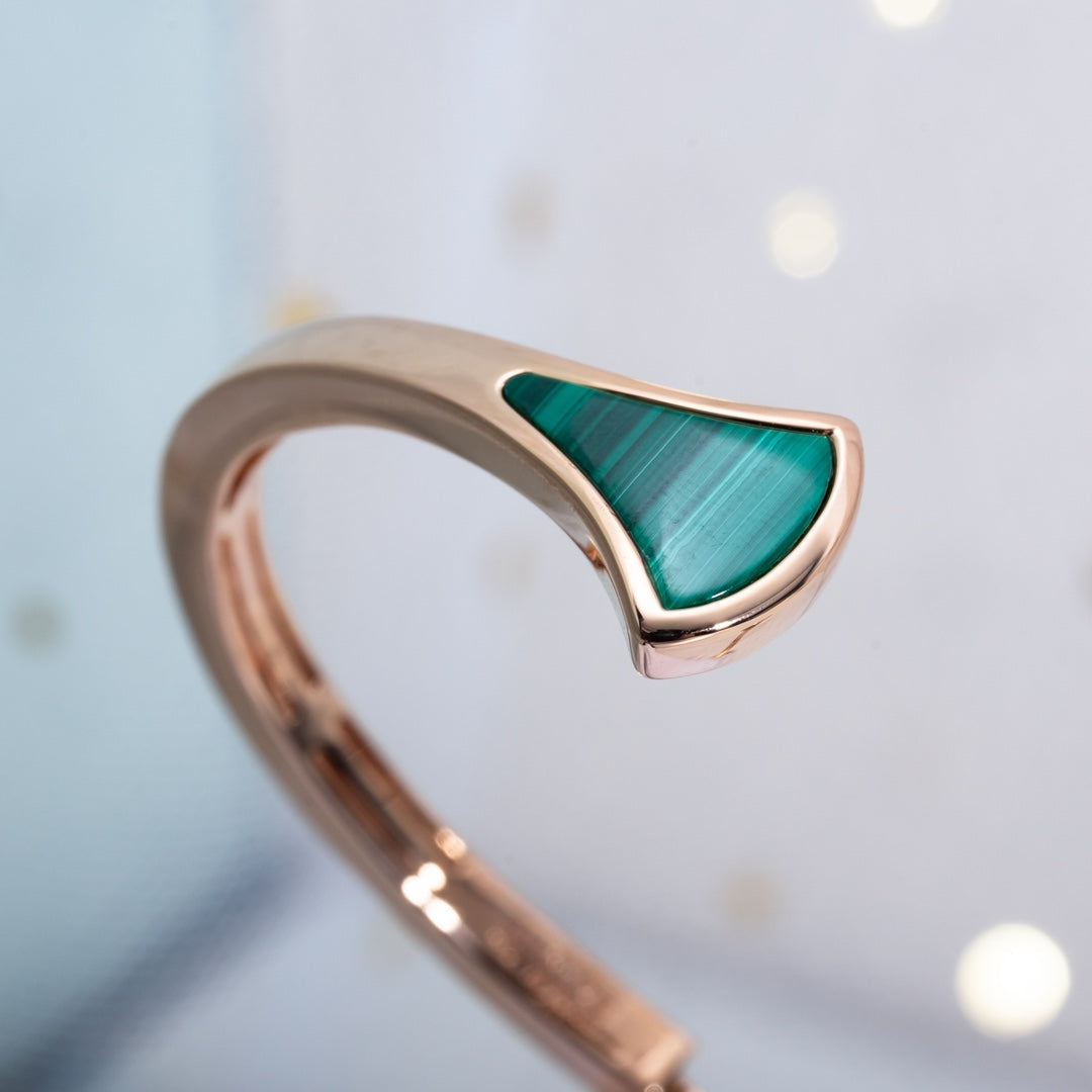DREAM BRACELET OPEN MALACHITE ROSE GOLD