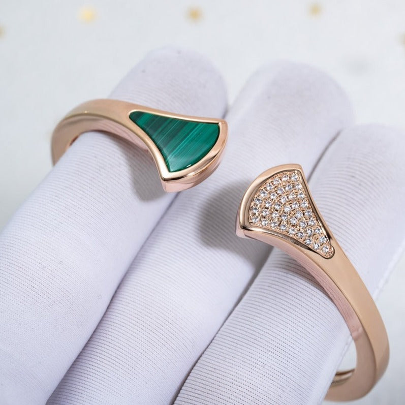 DREAM BRACELET OPEN MALACHITE ROSE GOLD