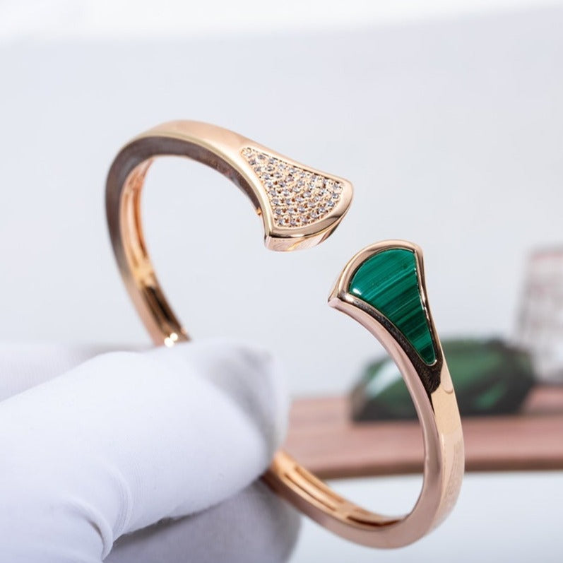DREAM BRACELET OPEN MALACHITE ROSE GOLD
