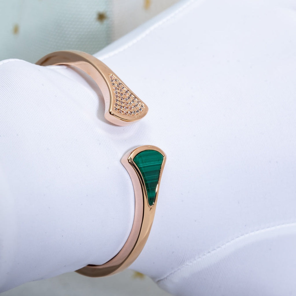 DREAM BRACELET OPEN MALACHITE ROSE GOLD
