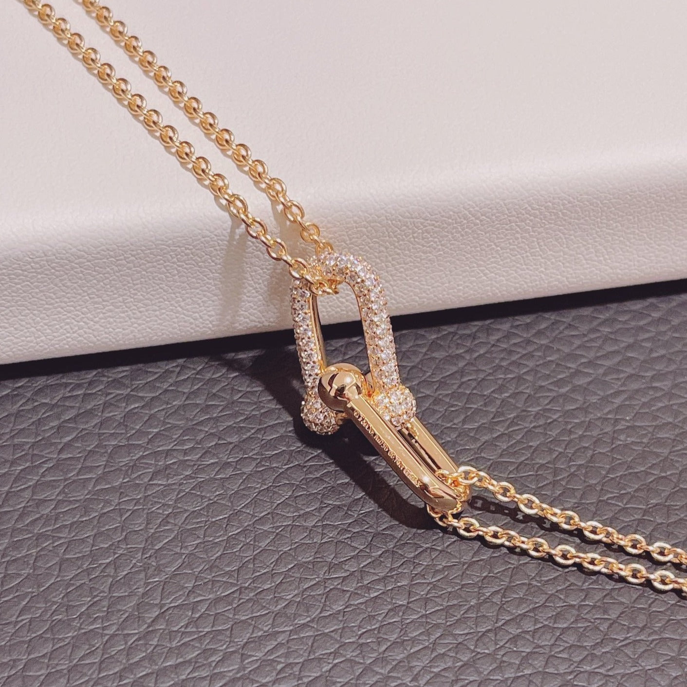 HARDWEAR DOUBLE LINK PEDANT ROSE GOLD DIAMOND NECKLACE