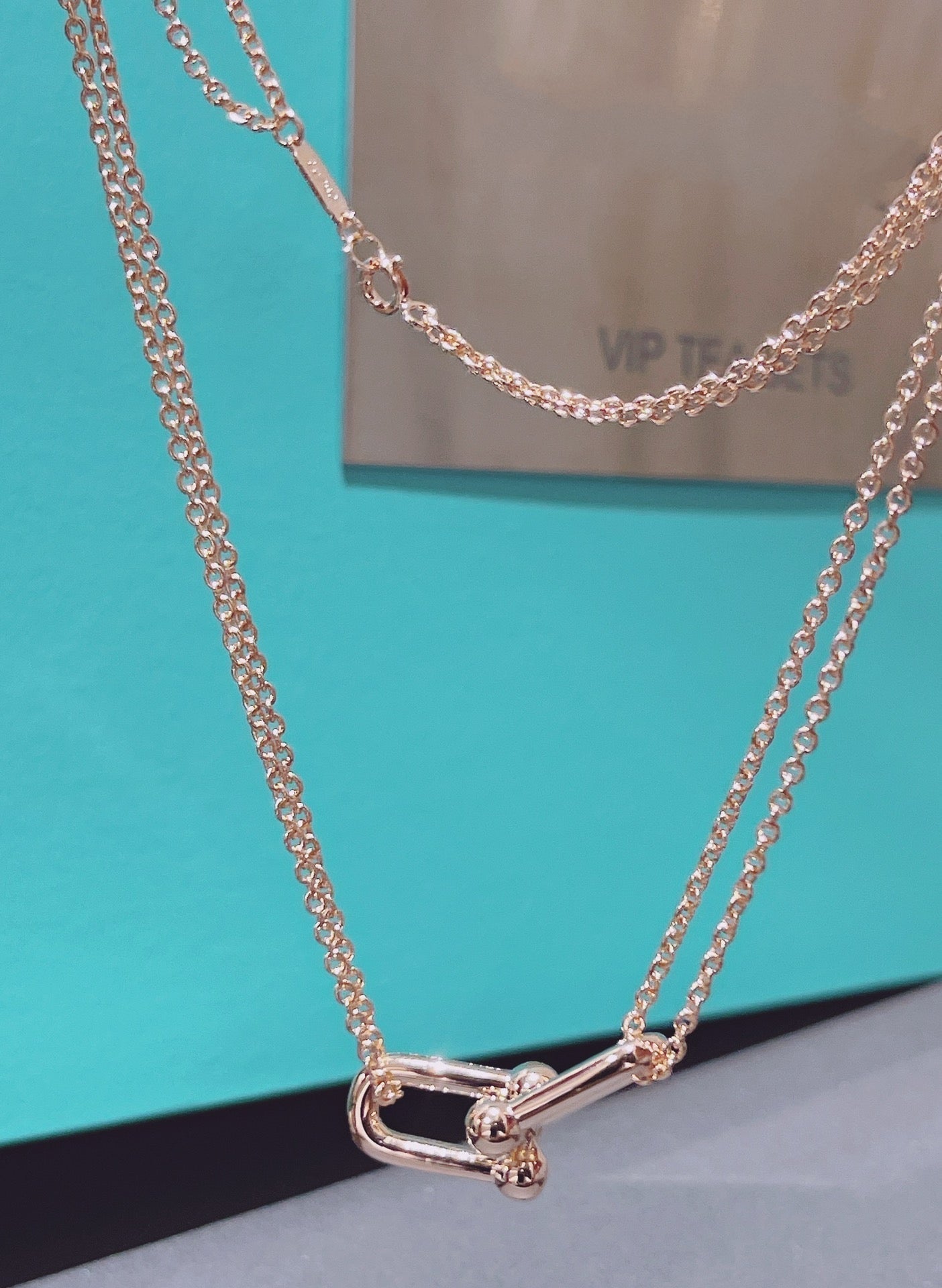 HARDWEAR DOUBLE LINK PEDANT ROSE GOLD NECKLACE