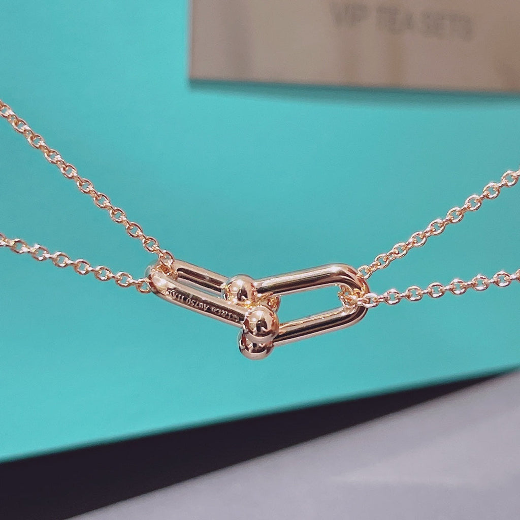 HARDWEAR DOUBLE LINK PEDANT ROSE GOLD NECKLACE