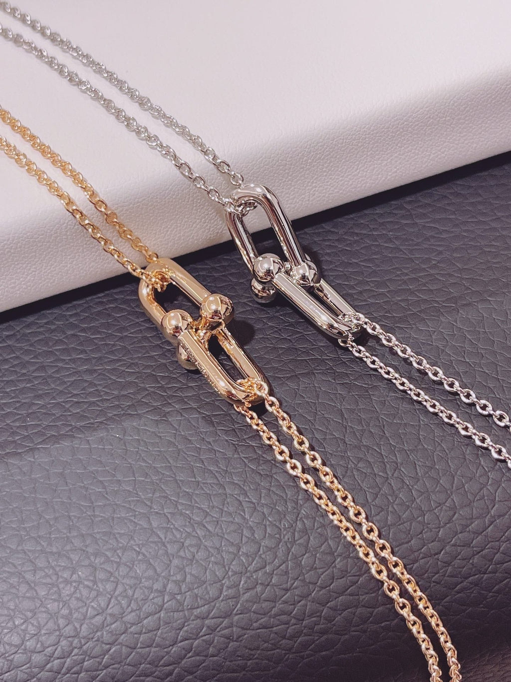 HARDWEAR DOUBLE LINK PEDANT ROSE GOLD NECKLACE