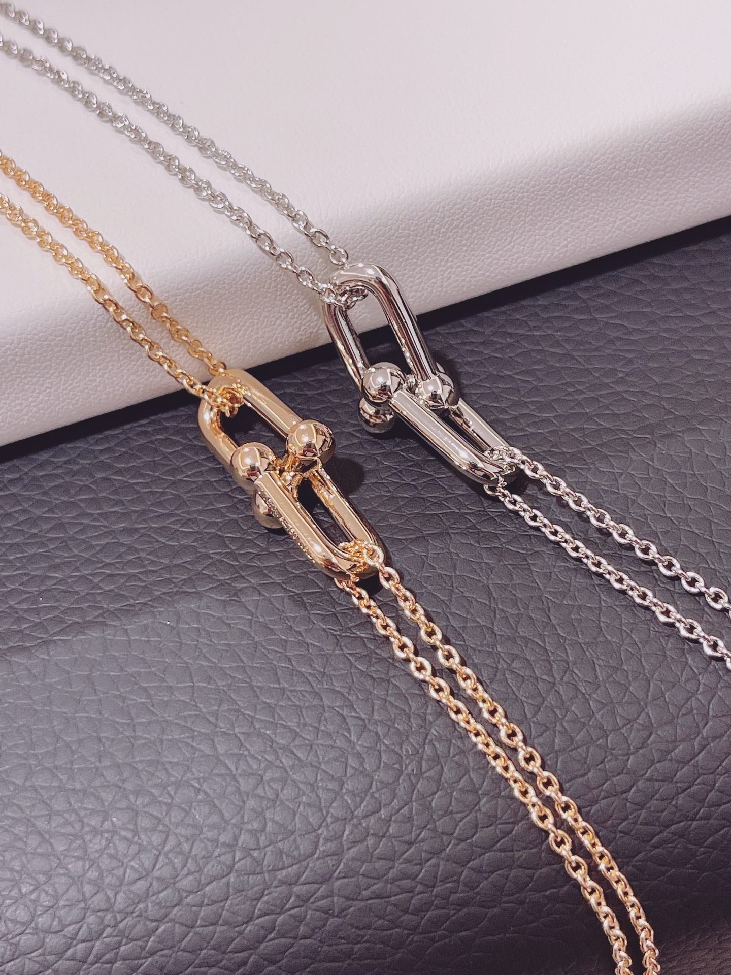 HARDWEAR DOUBLE LINK PEDANT ROSE GOLD NECKLACE