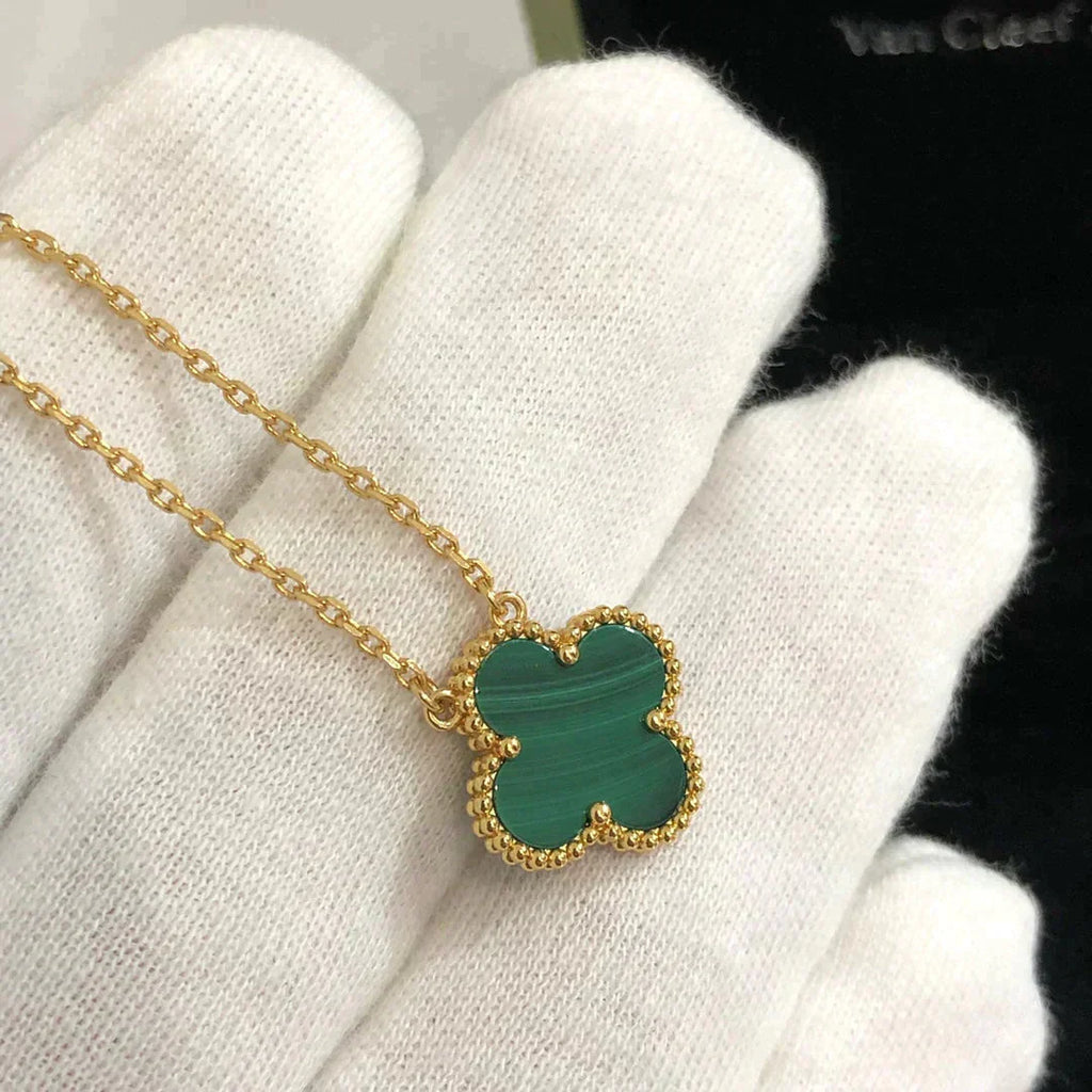 Collier Fleur Simple 15 MM MALACHITE TRÈFLE