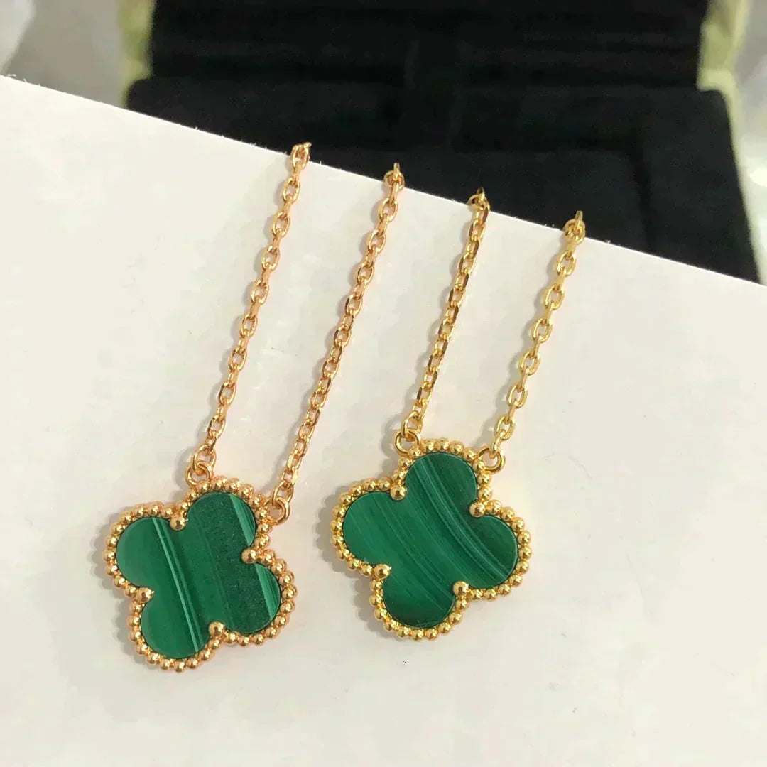 Collier Fleur Simple 15 MM MALACHITE TRÈFLE