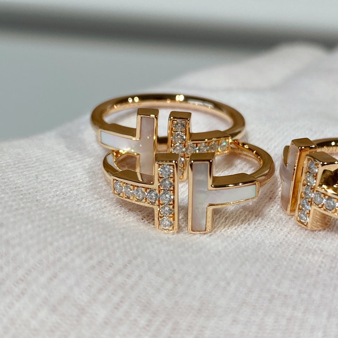 T WIRE MOP DIAMOND RING ROSE GOLD