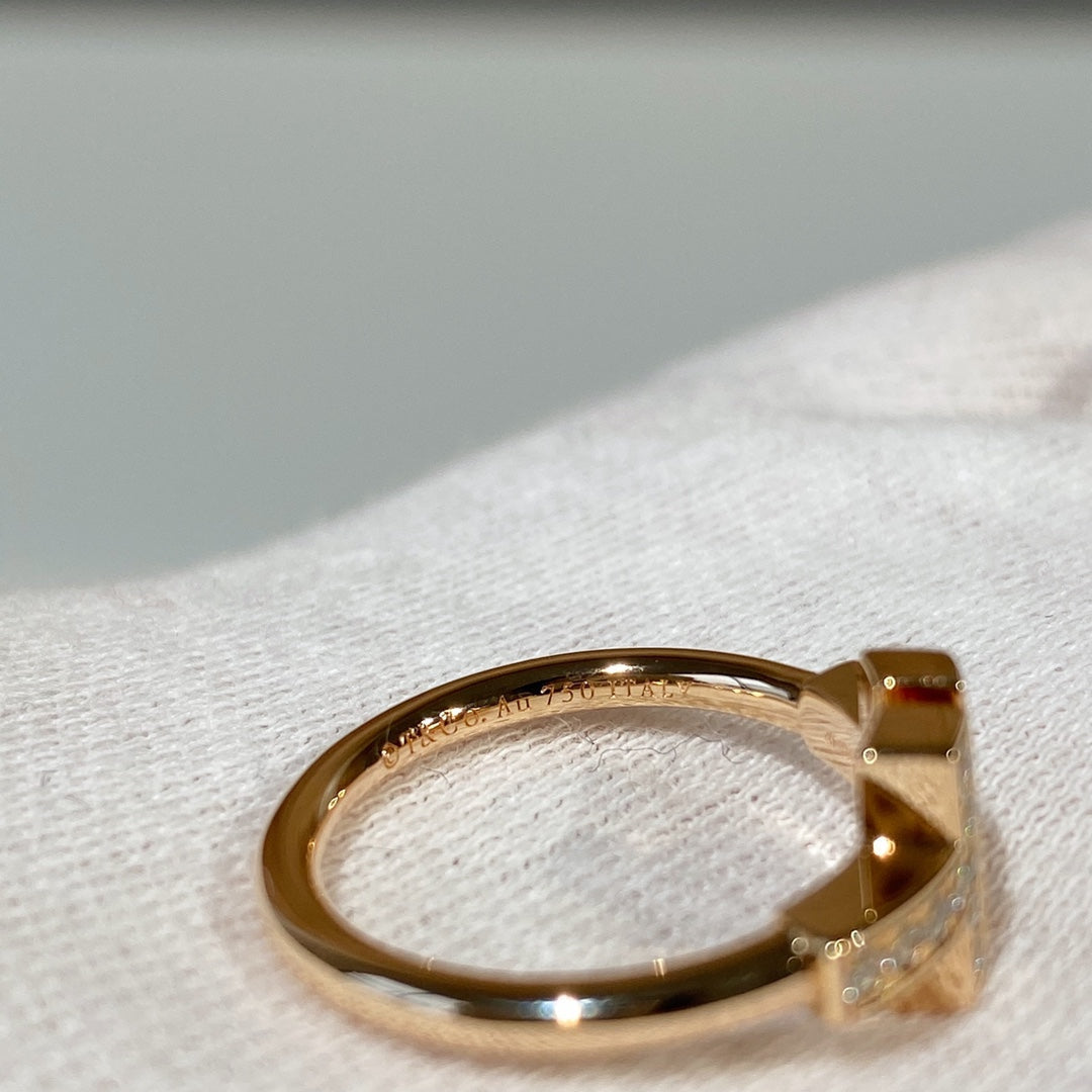 T WIRE MOP DIAMOND RING ROSE GOLD