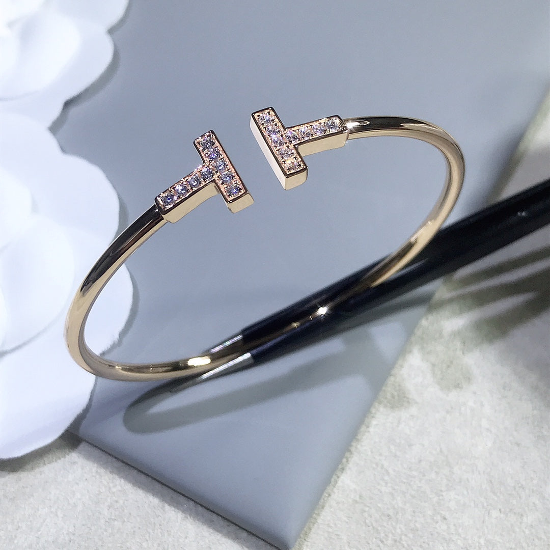 T BRACELET ROSE GOLD 1.8MM DIAMOND