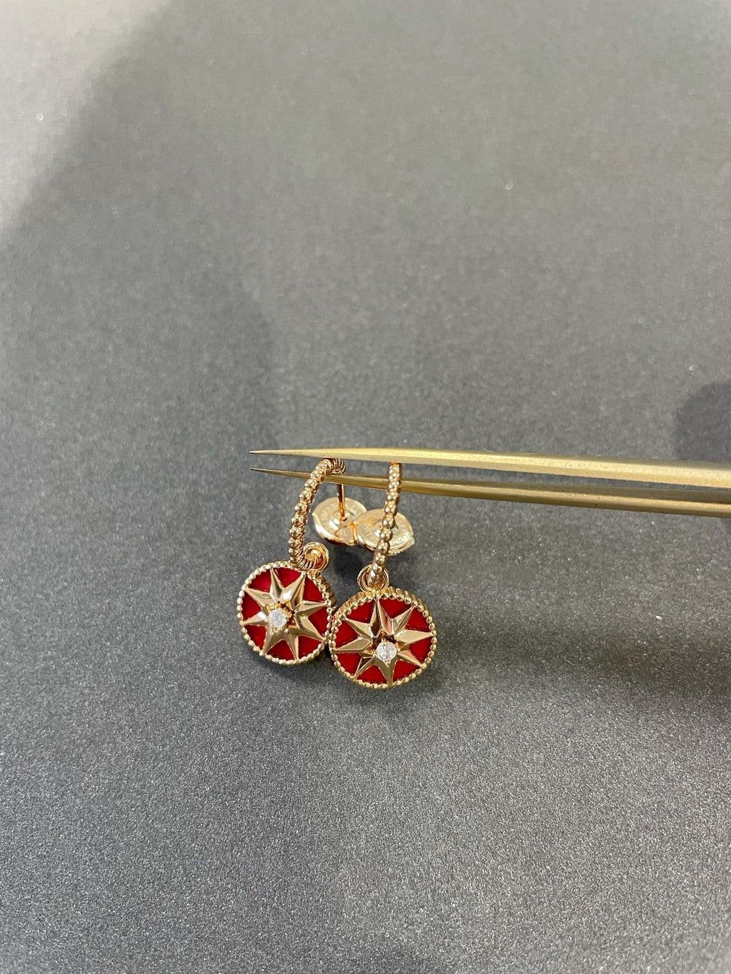 LUCKY STAR ROSE GOLD CARNELIAN EARRINGS